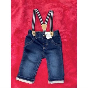 Baby boy 0-3 suspender jeans
